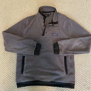 Patagonia Shearling Button Pullover Fleece Forge Grey M